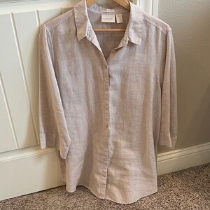 Chico's Size 3, Beige Linen Blouse